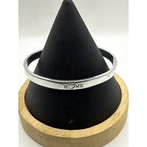 Vintage Ohio State Home Silver Cuff Bracelet Hand Stamped Boho Minimalist